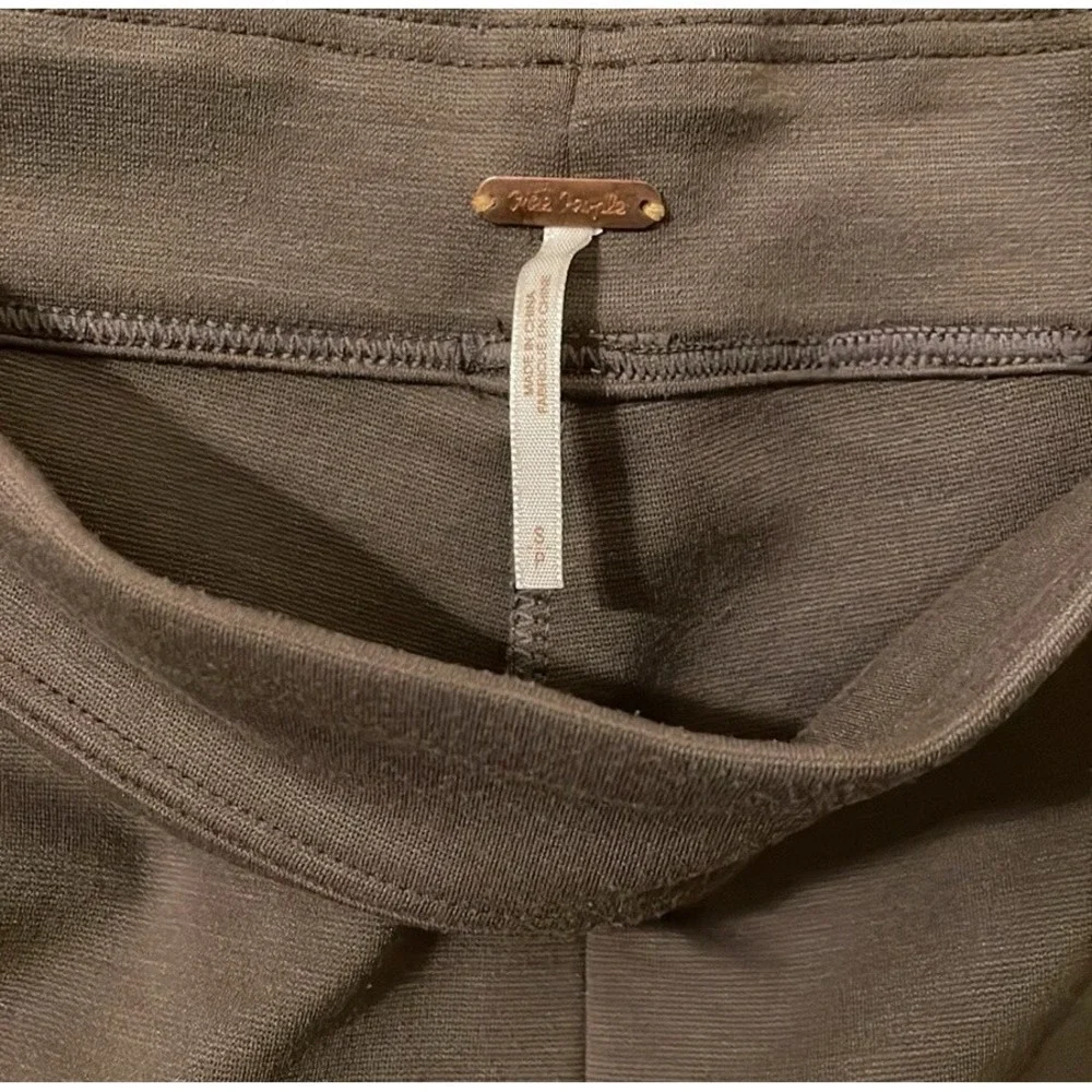 Free People Women's Gray/Brown Legging Pant Faux Suede Side‎ Panel Jogger Size S